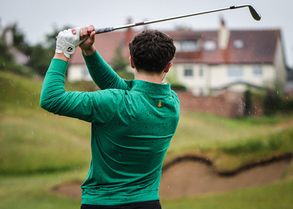 THE AINSDALE - HEATHERED BOTTLE GREEN 1/4 ZIP